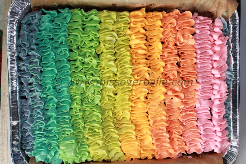 Rainbow ruffle cake